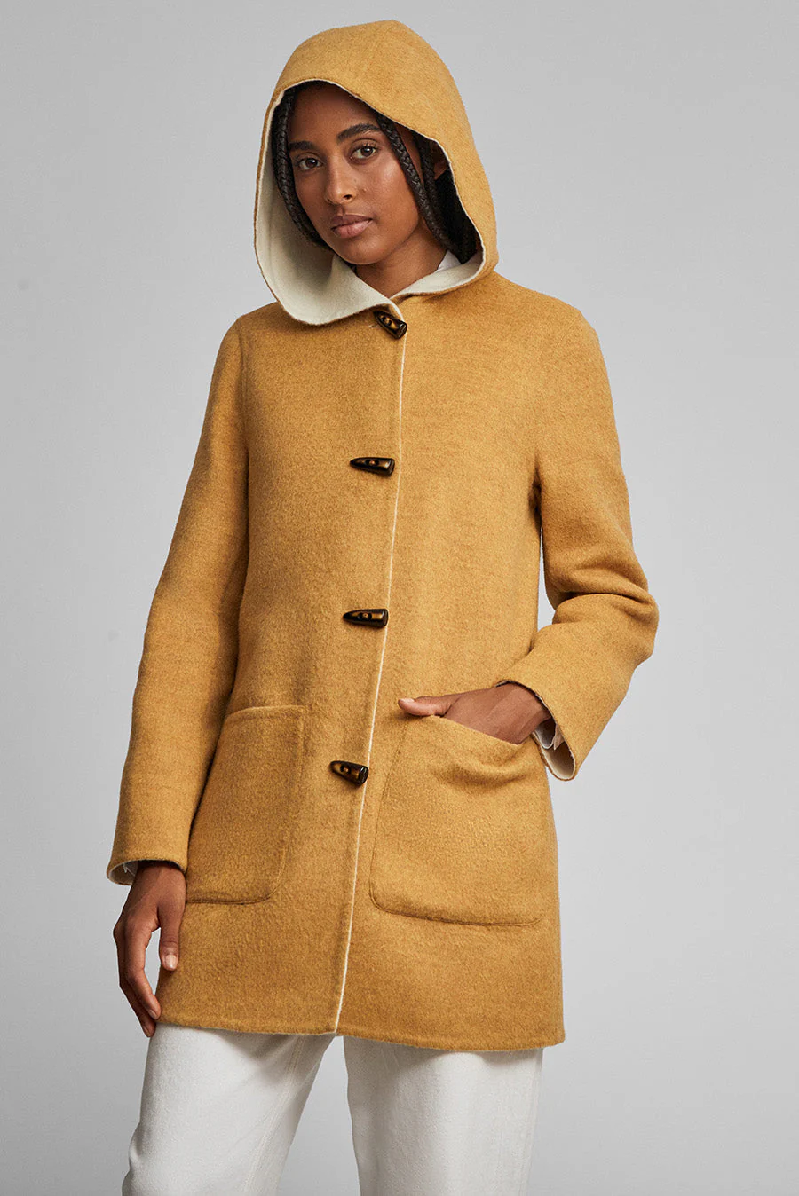 Anastasia Coat Baby Alpaca & Wool Color Senape & Ecru - Image 3