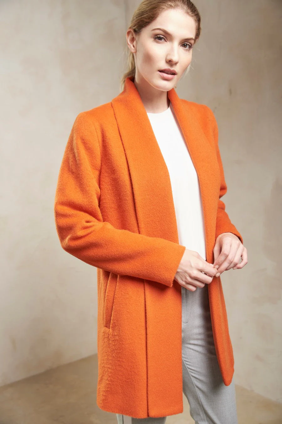 Short Swing Coat Baby Alpaca Color Ochre