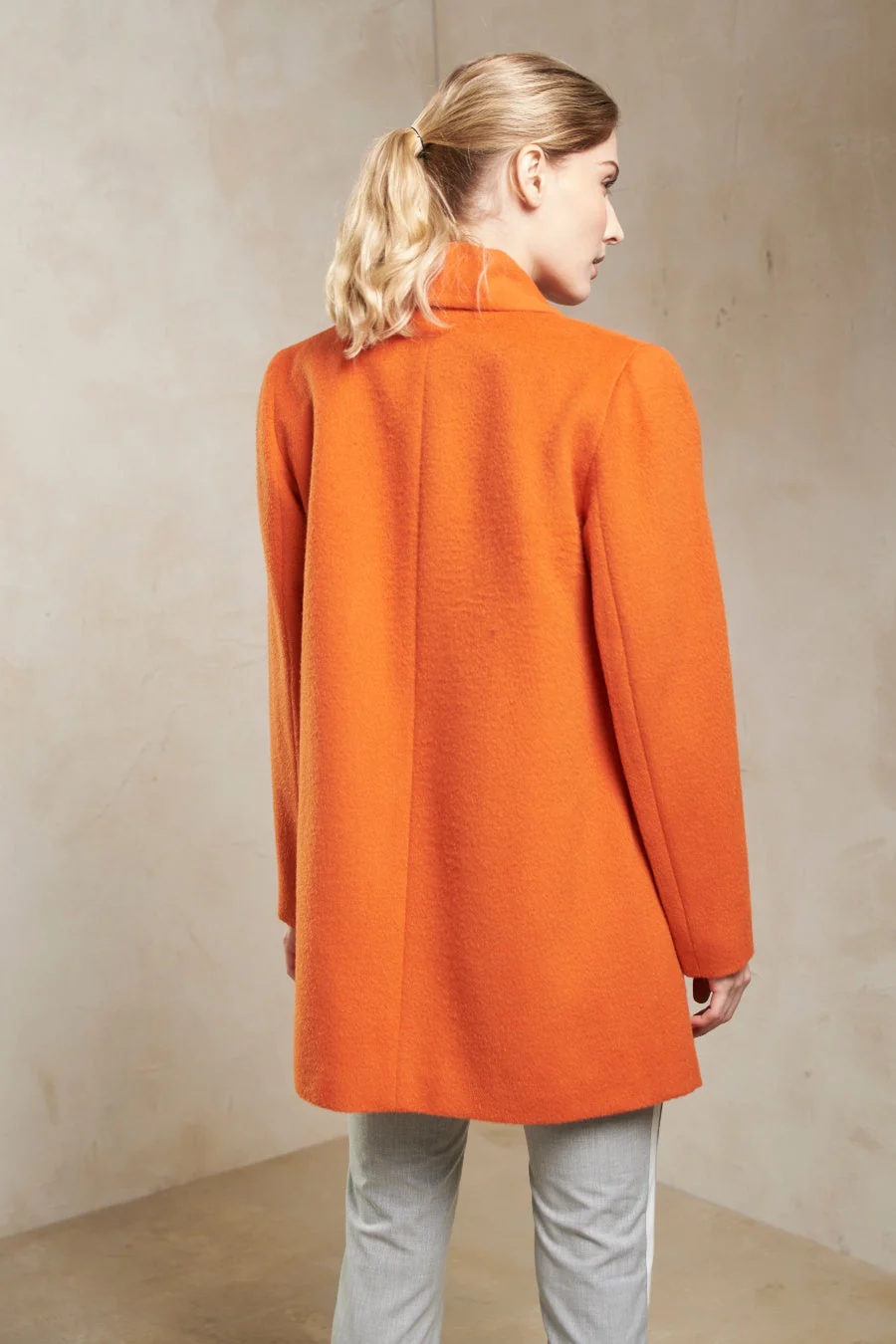 Short Swing Coat Baby Alpaca Color Ochre - Image 2
