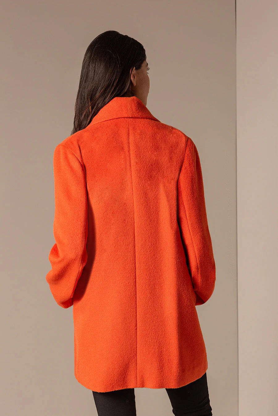 Short Swing Coat Baby Alpaca Color Ochre - Image 6