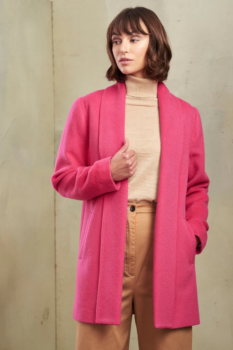 Short Swing Coat Baby Alpaca Color Rosa - Image 3