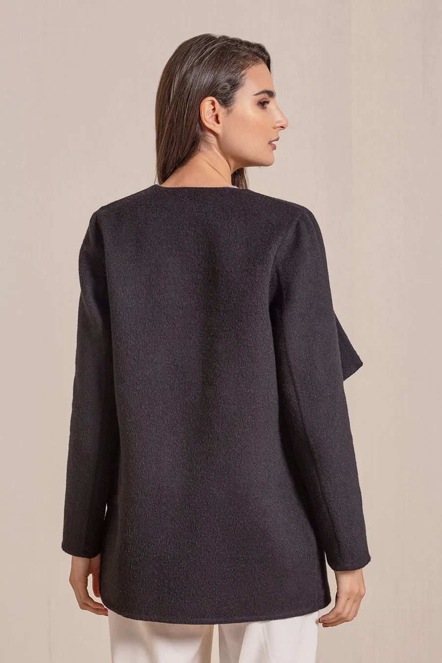 Valencia Coat Baby Alpaca & Wool Color Black - Image 2