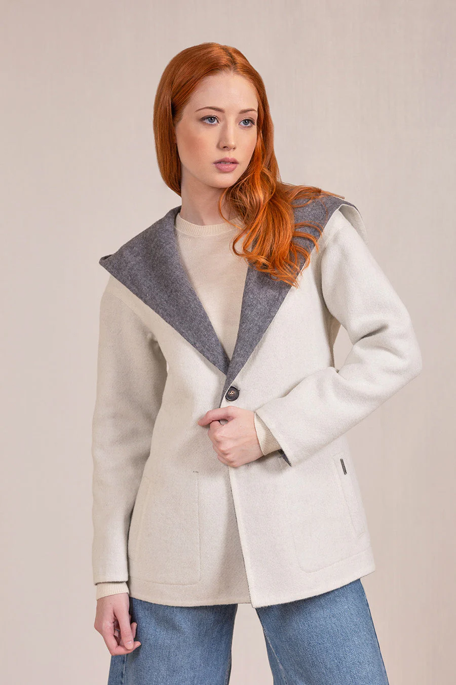 Vancouver Coat Baby Alpaca Color Bentley&Ecru - Image 5