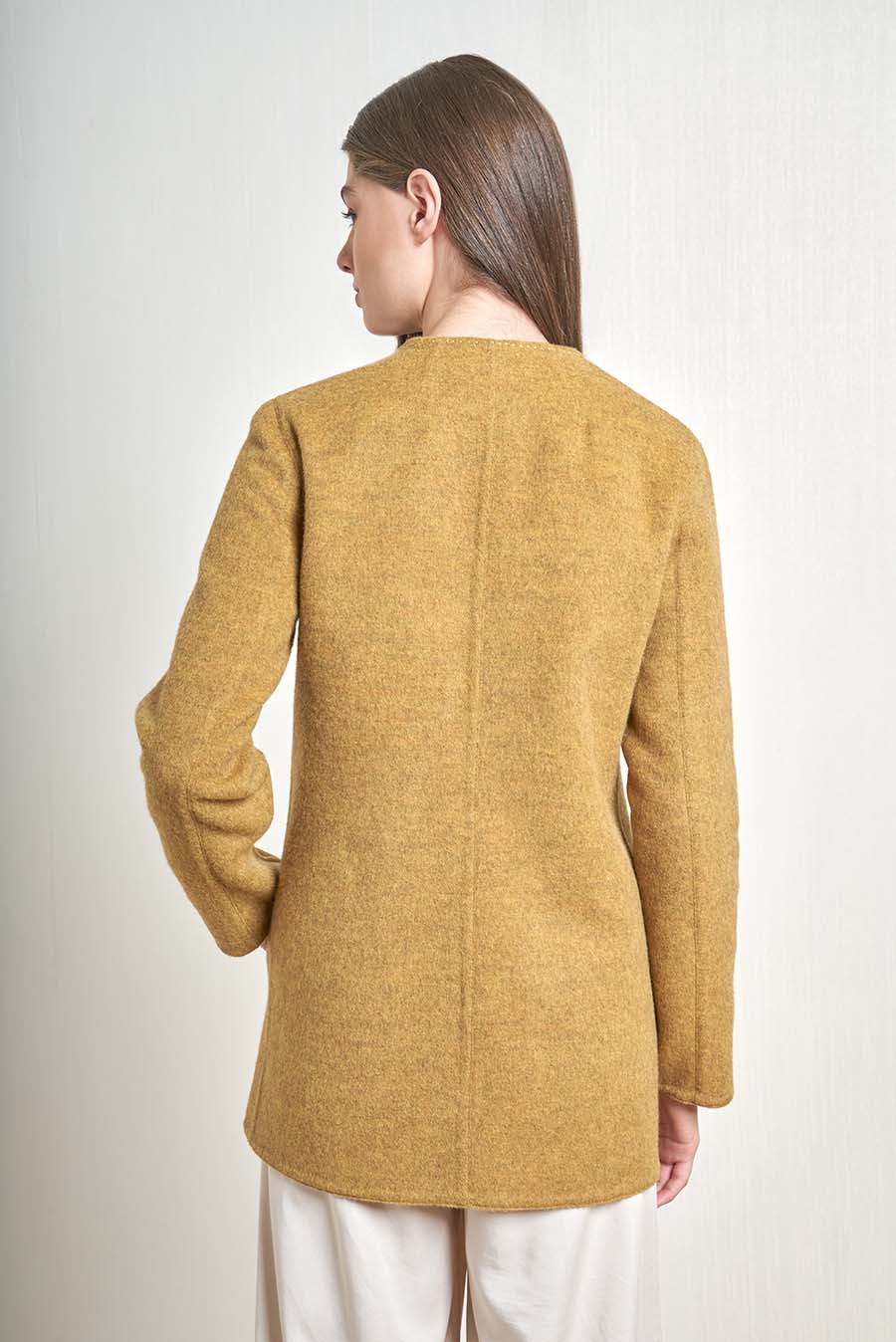 Volvera Coat Baby Alpaca & Wool Color Curry&Cream - Image 2