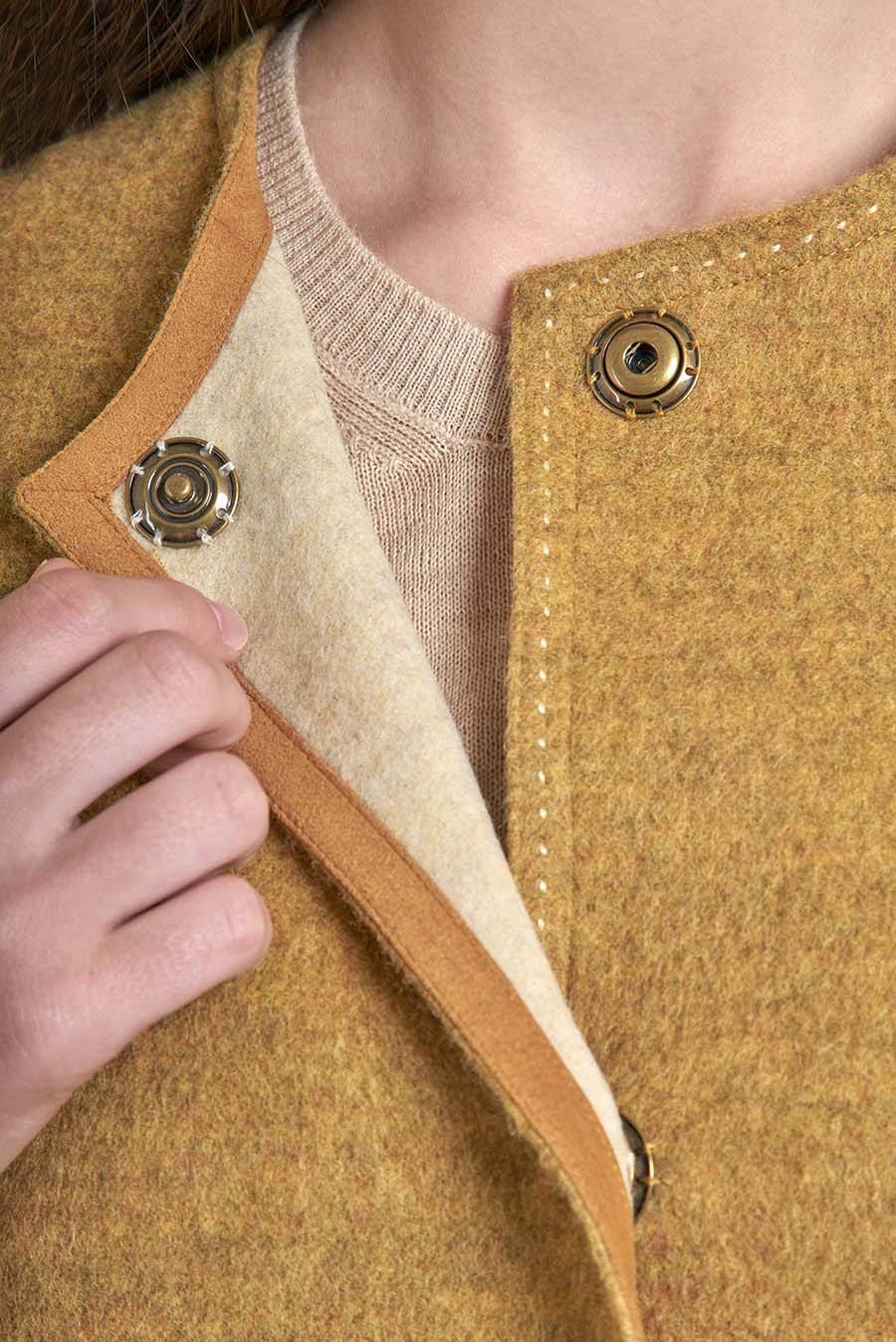 Volvera Coat Baby Alpaca & Wool Color Curry&Cream - Image 4