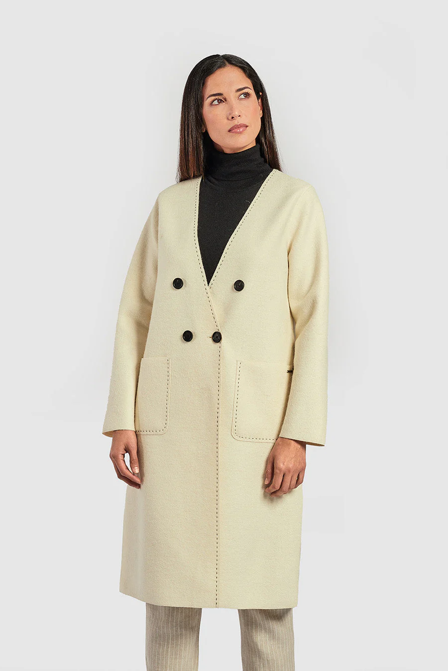 Warsaw Coat Alpaca & Wool Color Ecru - Image 2