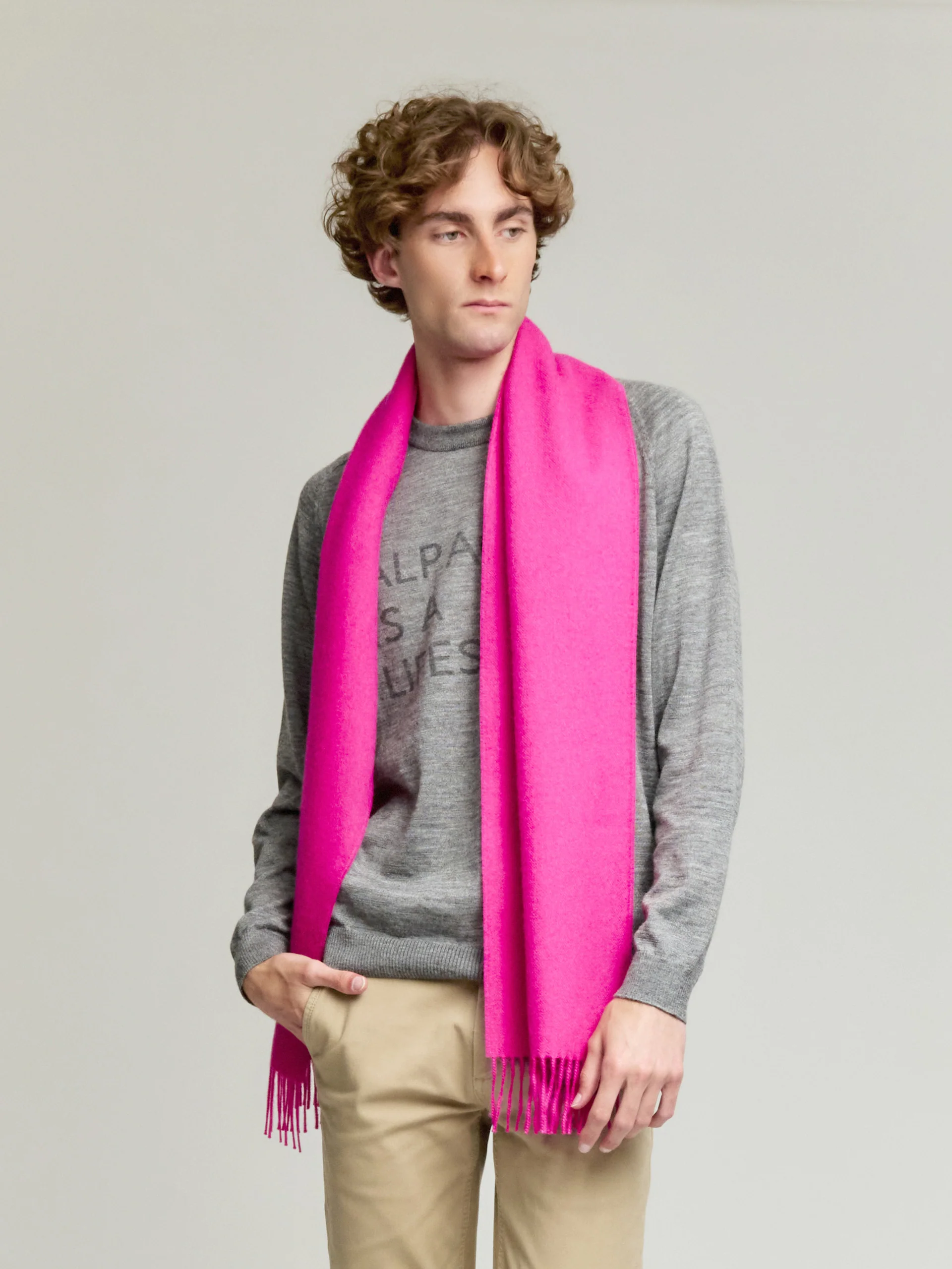 Adrian Scarf Baby Alpaca Color Fuchsia - Image 4