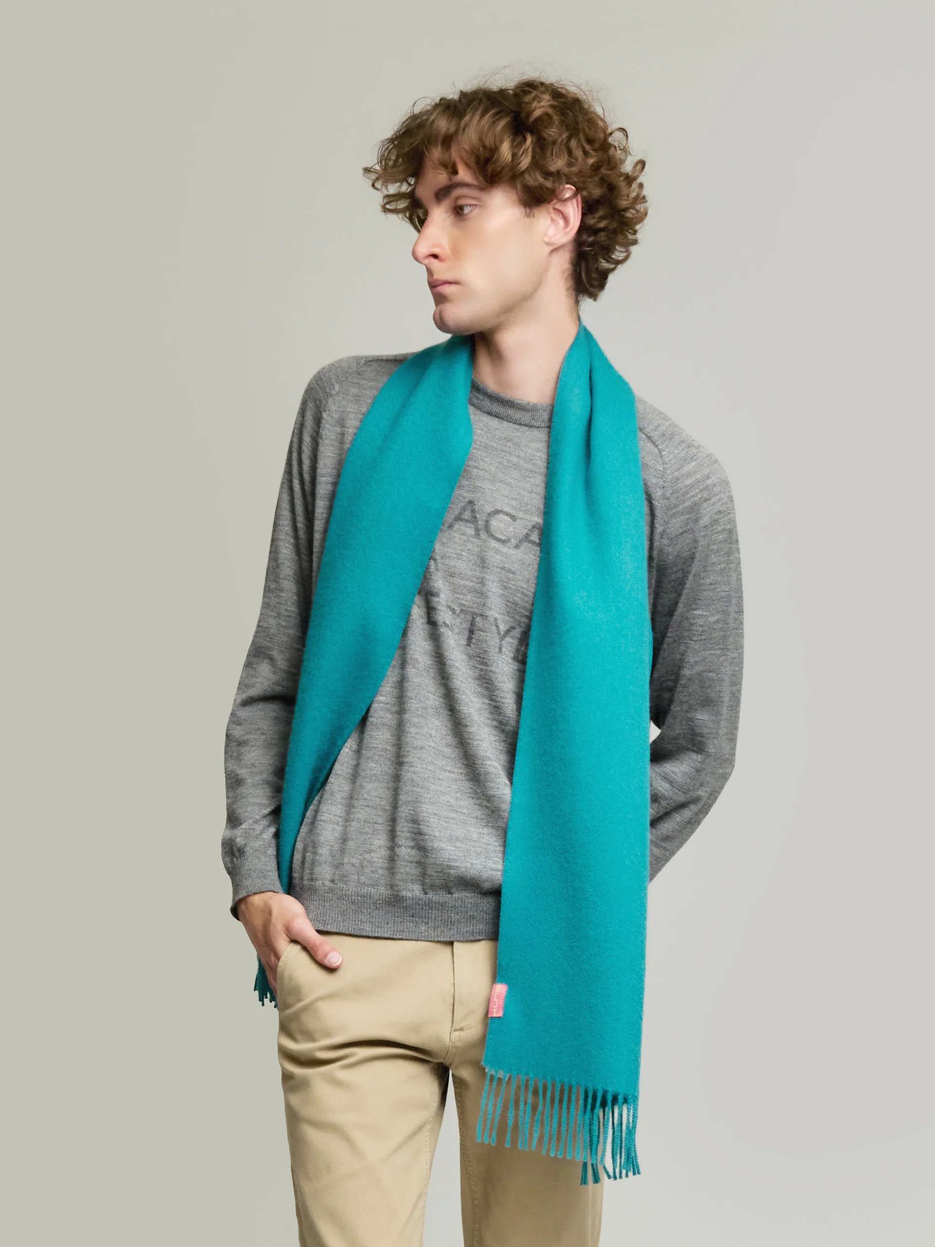 Adrian Scarf Baby Alpaca Color Turquoise - Image 4
