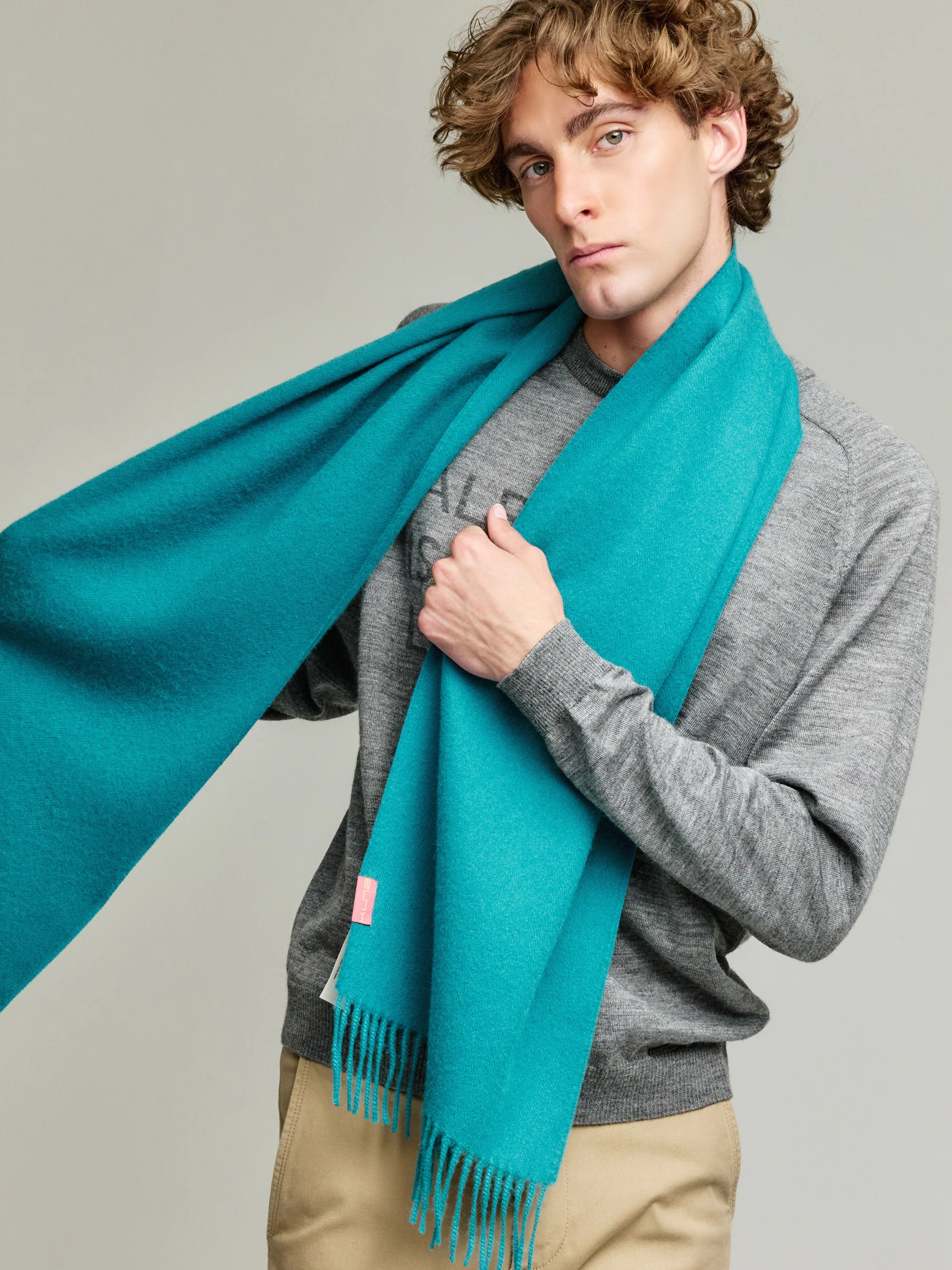 Adrian Scarf Baby Alpaca Color Turquoise - Image 5