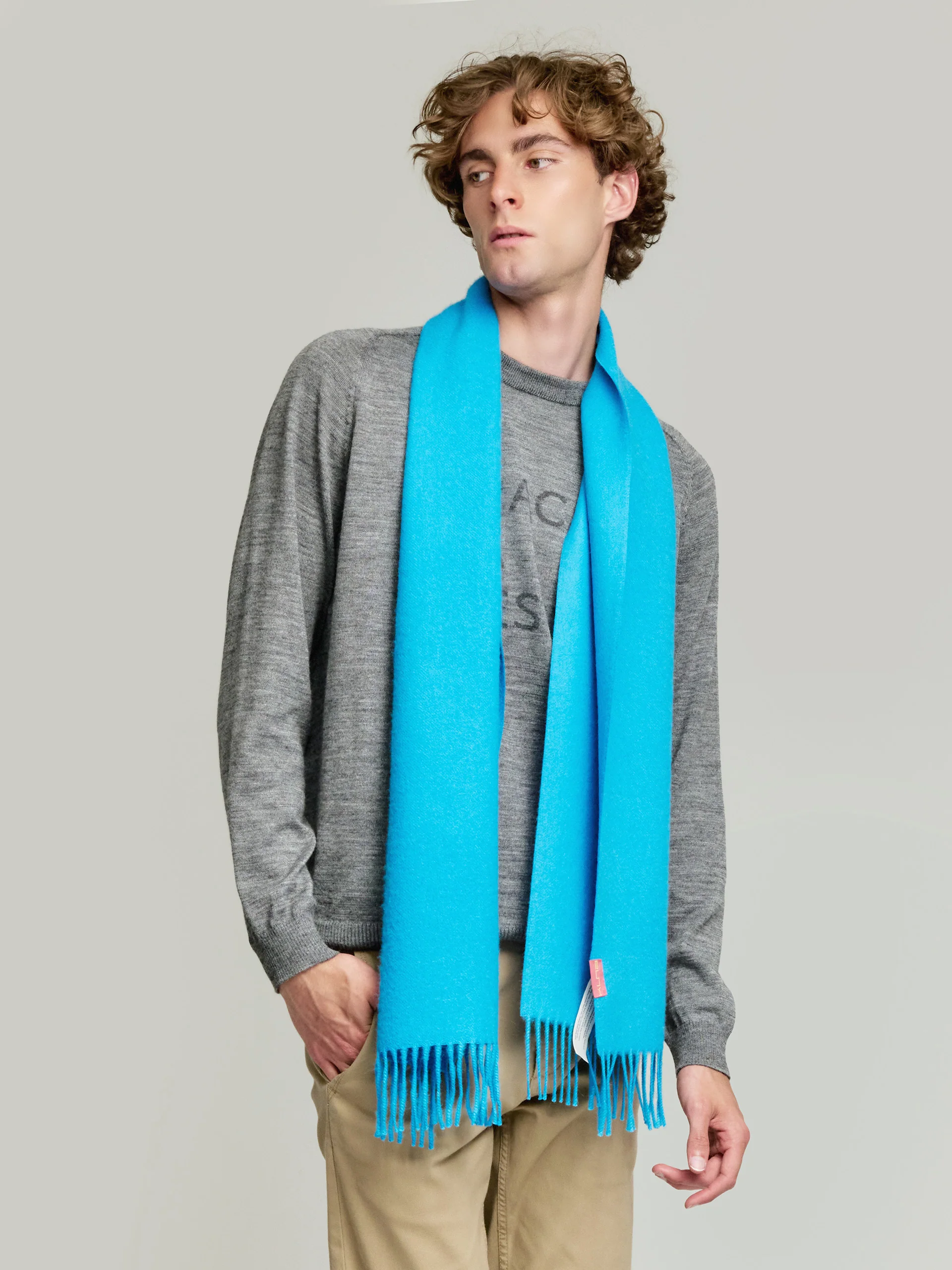 Adrian Scarf Baby Alpaca Color Turquoise - Image 4