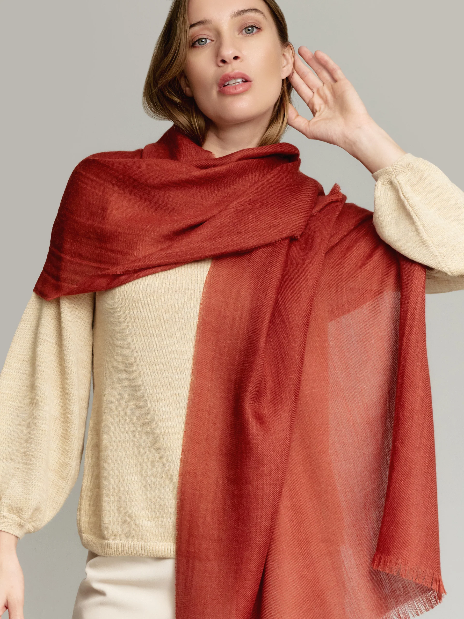 Amareto Shawl Baby Alpaca Color Orange - Image 3