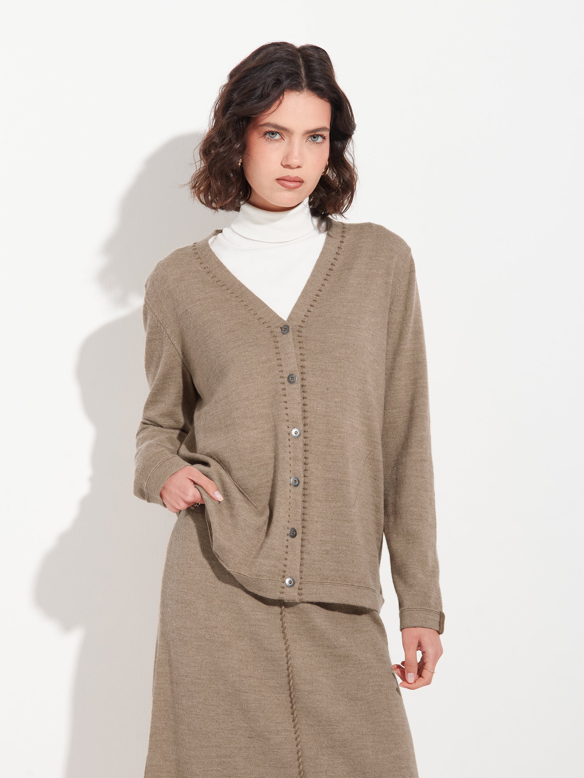 Brenda Card Cardigan Baby Alpaca Color Brown - Image 2
