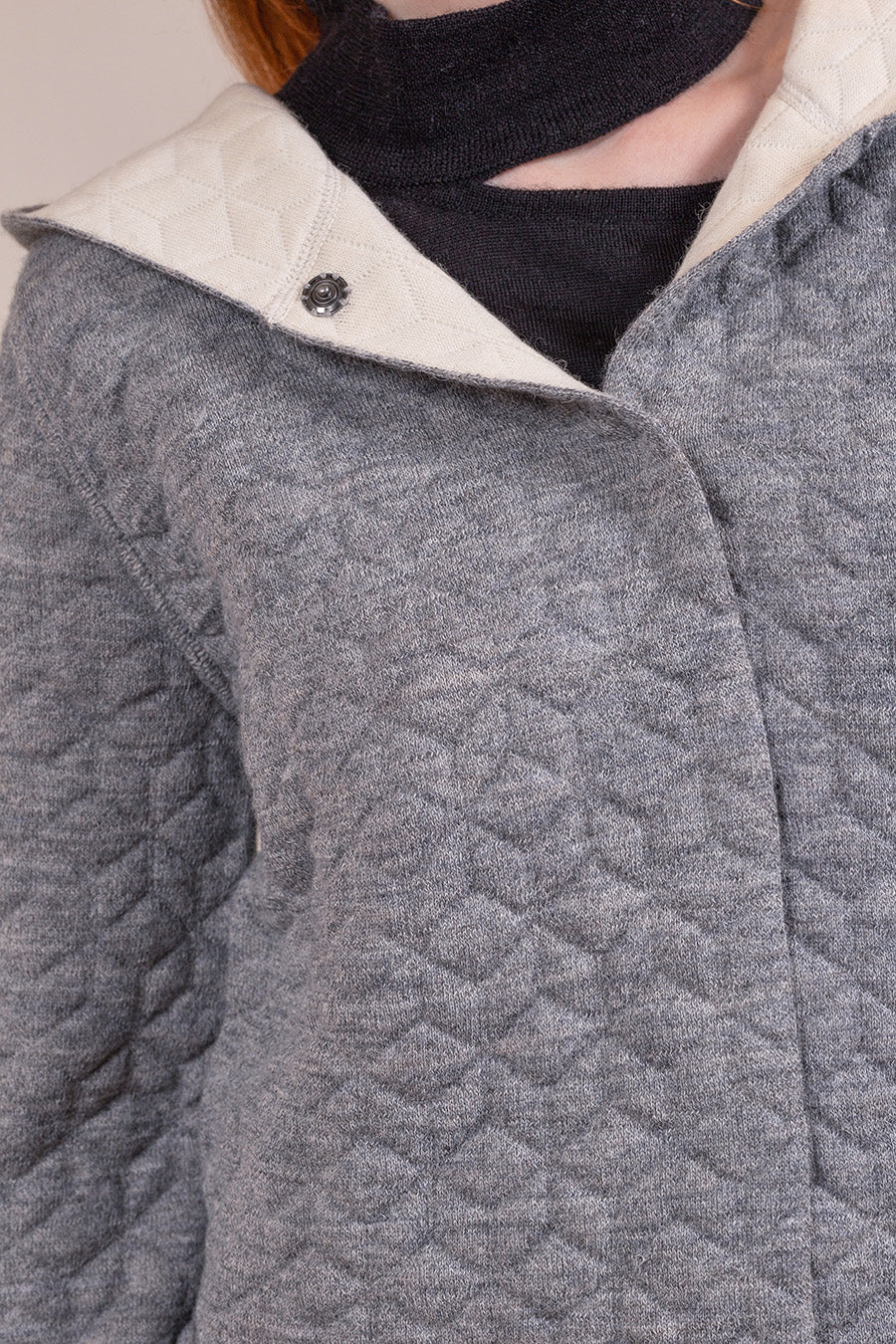 Varsovia Cardigan Baby Alpaca & Cotton Color Smoke & Ecru - Image 4