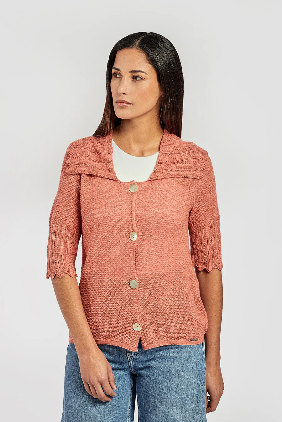 Viviana Cardigan Baby Alpaca Color Aragosta - Image 2
