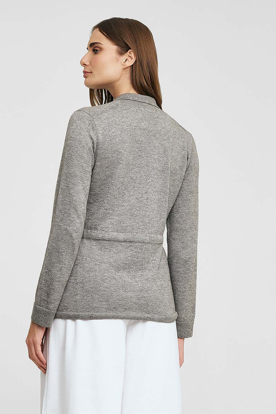 Wallis Cardigan Cotton & Baby Alpaca Color Grey - Image 3