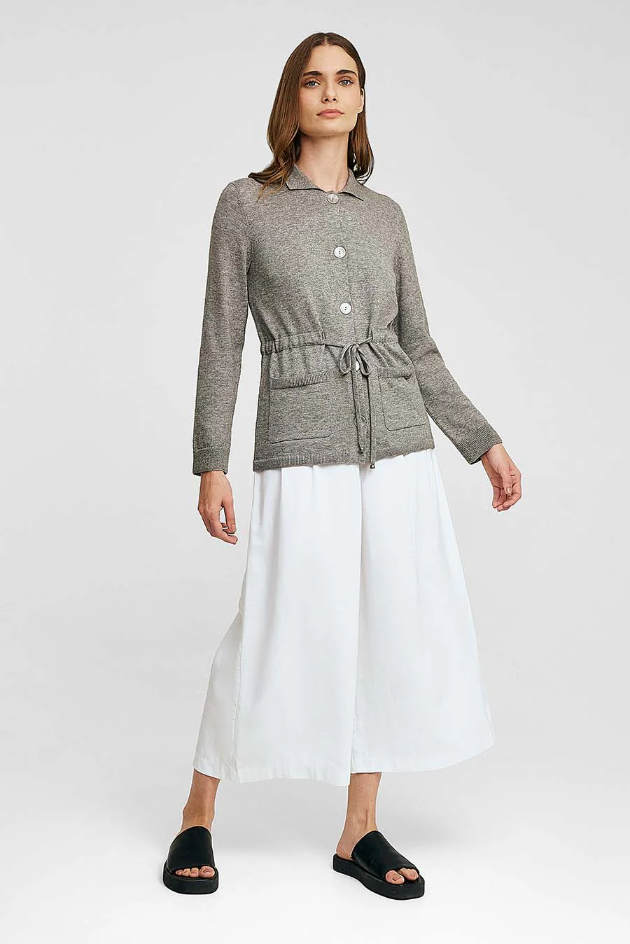 Wallis Cardigan Cotton & Baby Alpaca Color Grey - Image 4