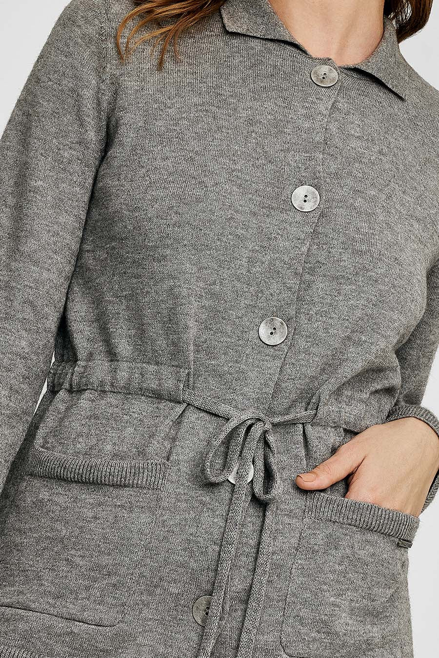 Wallis Cardigan Cotton & Baby Alpaca Color Grey - Image 5