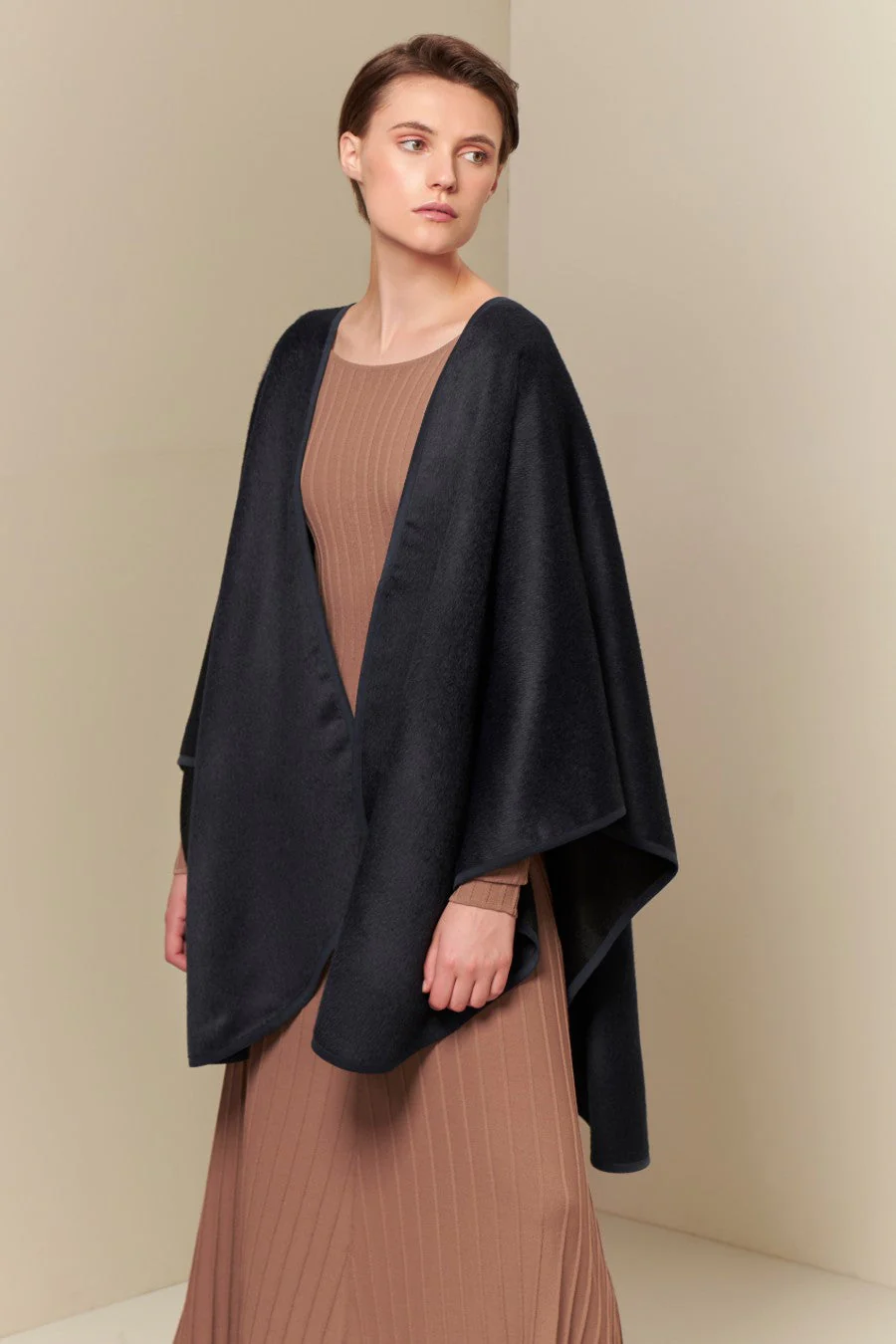 Bambi Cape Baby Alpaca Suri Color Blue & Black - Image 4