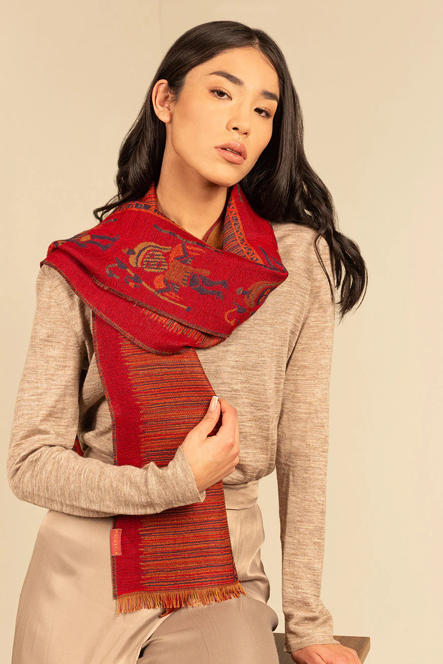 Nazca - 15 Scarf Baby Alpaca Color Red - Image 4