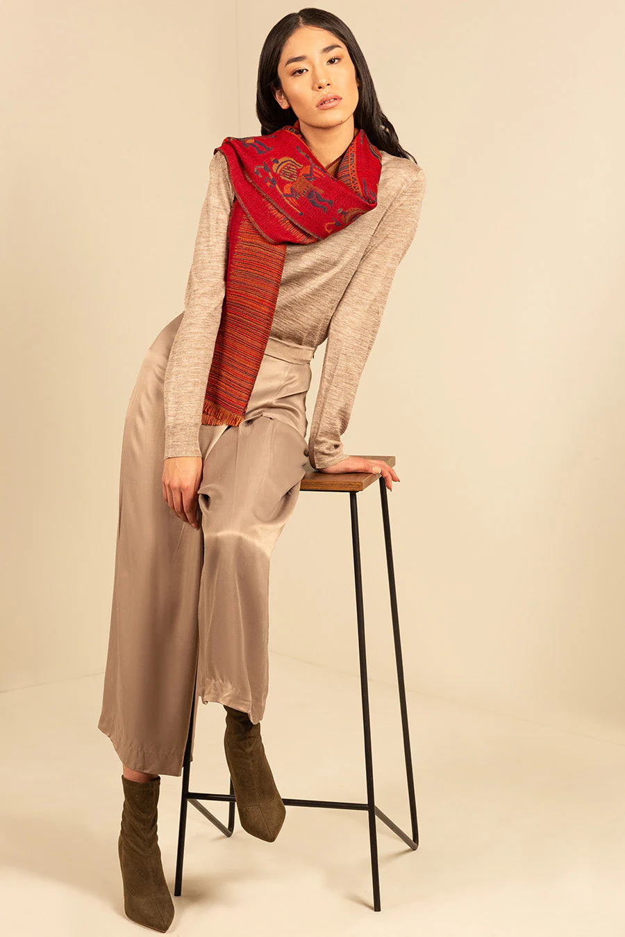 Nazca - 15 Scarf Baby Alpaca Color Red - Image 5
