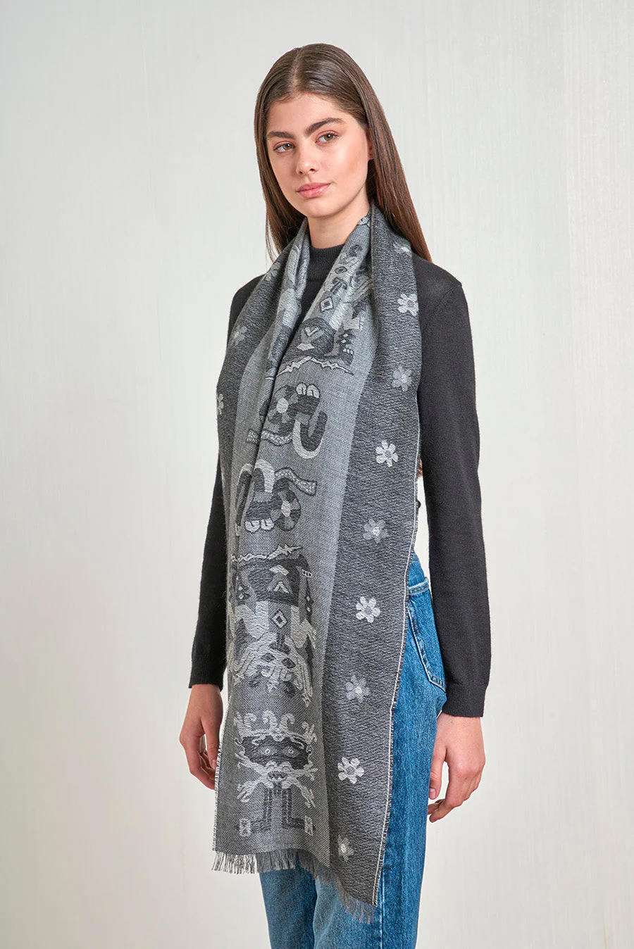 Nazca - 39 Scarf Baby Alpaca Color Grey - Image 5
