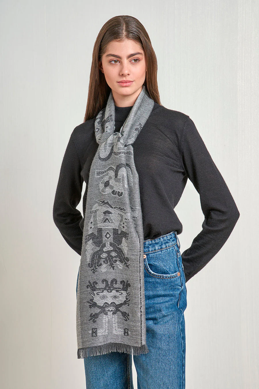 Nazca - 39 Scarf Baby Alpaca Color Grey - Image 7