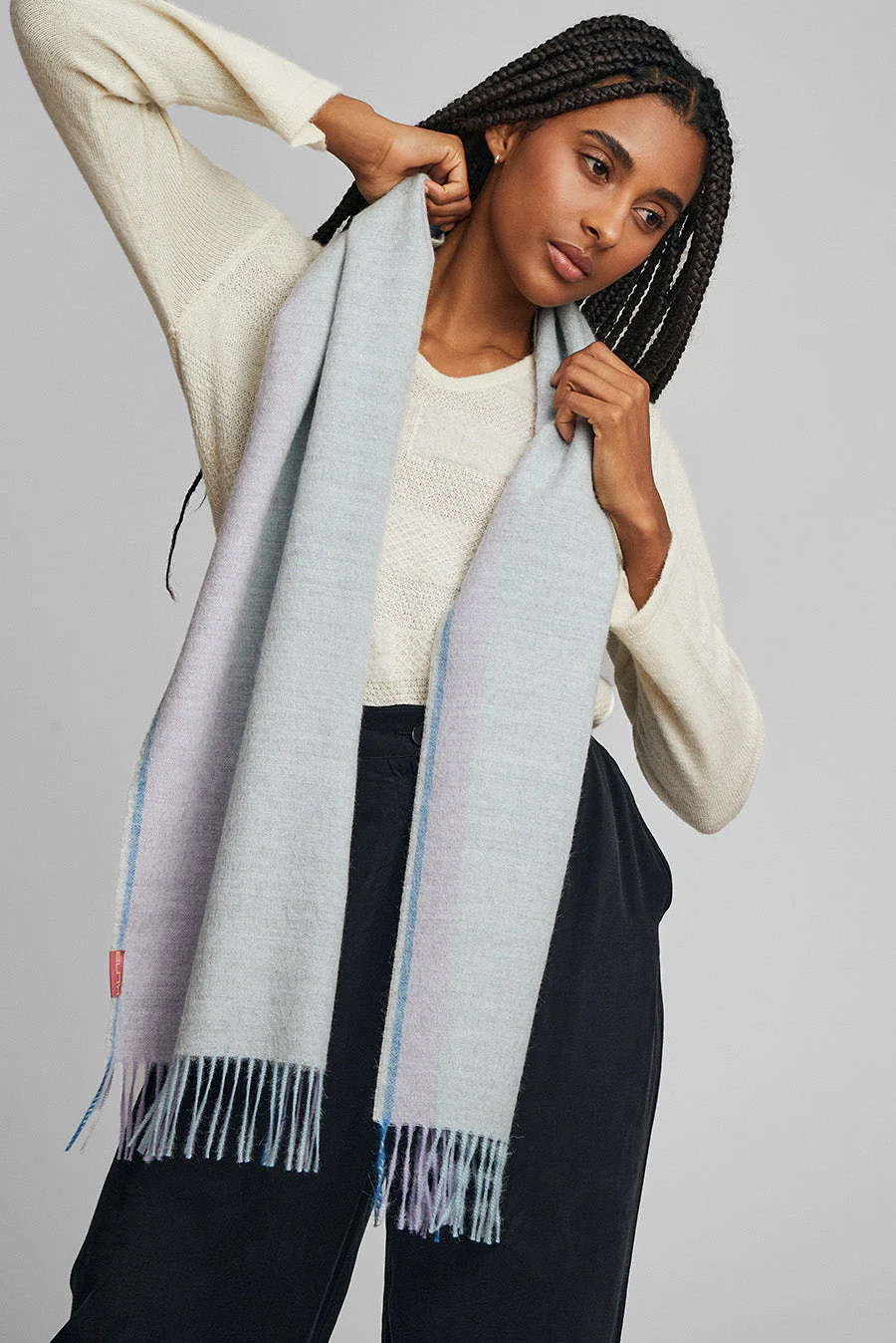 Rear Scarf Baby Alpaca Color Baby Blue - Image 2