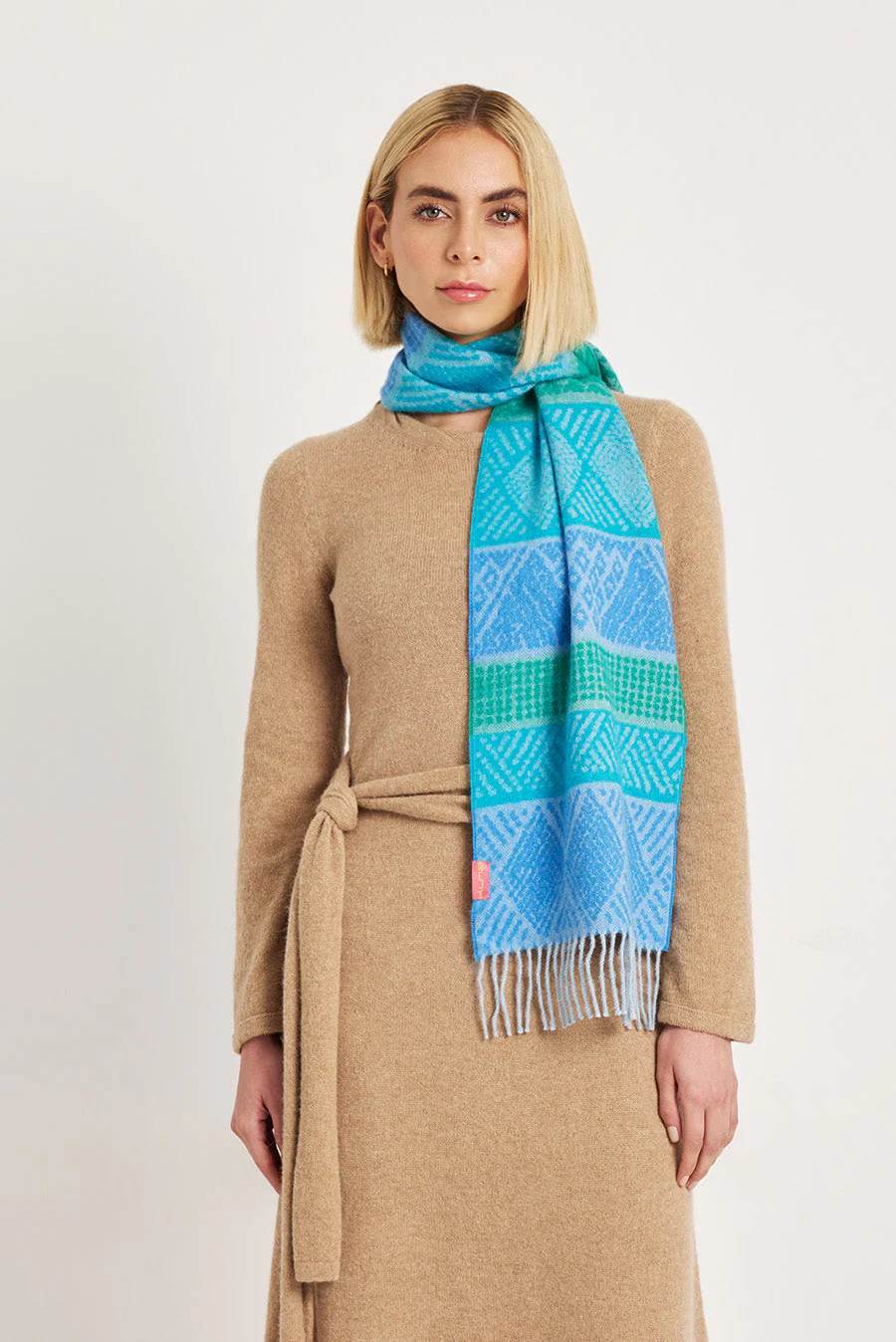 Walid Scarf Baby Alpaca Color Blue & Verde