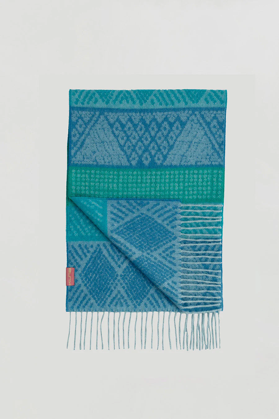 Walid Scarf Baby Alpaca Color Blue & Verde - Image 2
