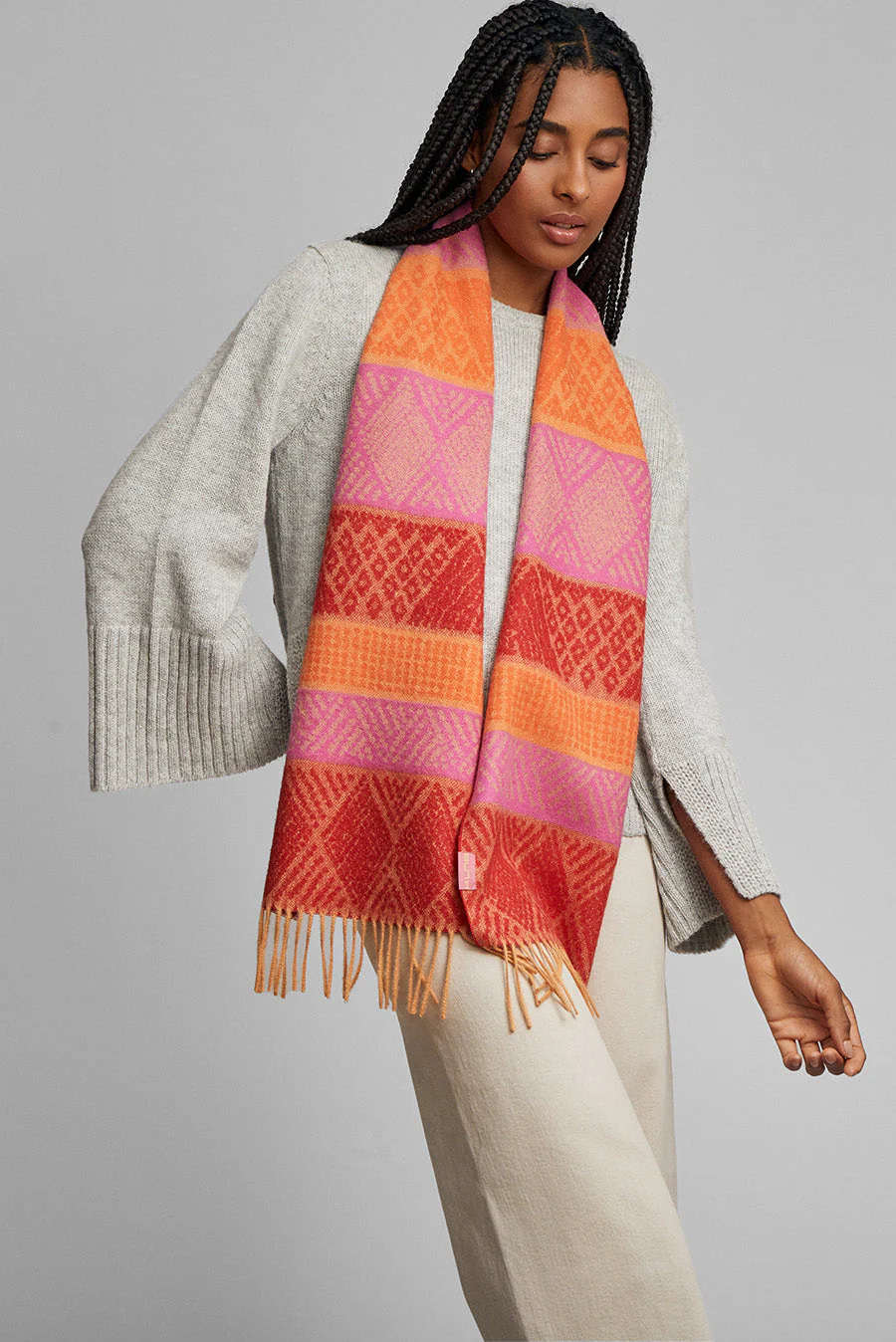 Walid Scarf Baby Alpaca Color Fucsia & Naranja