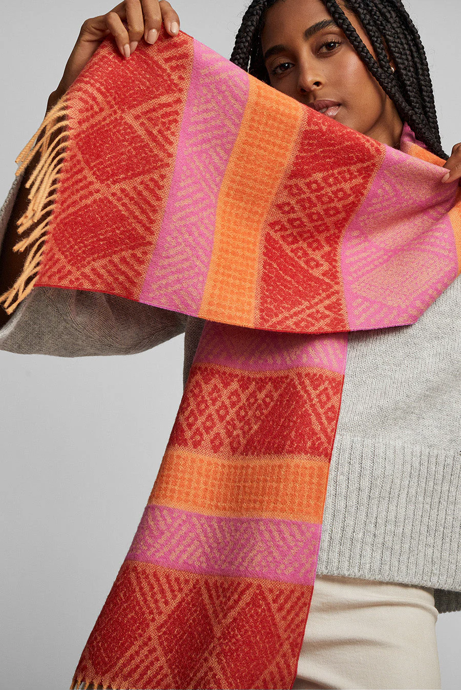 Walid Scarf Baby Alpaca Color Fucsia & Naranja - Image 3