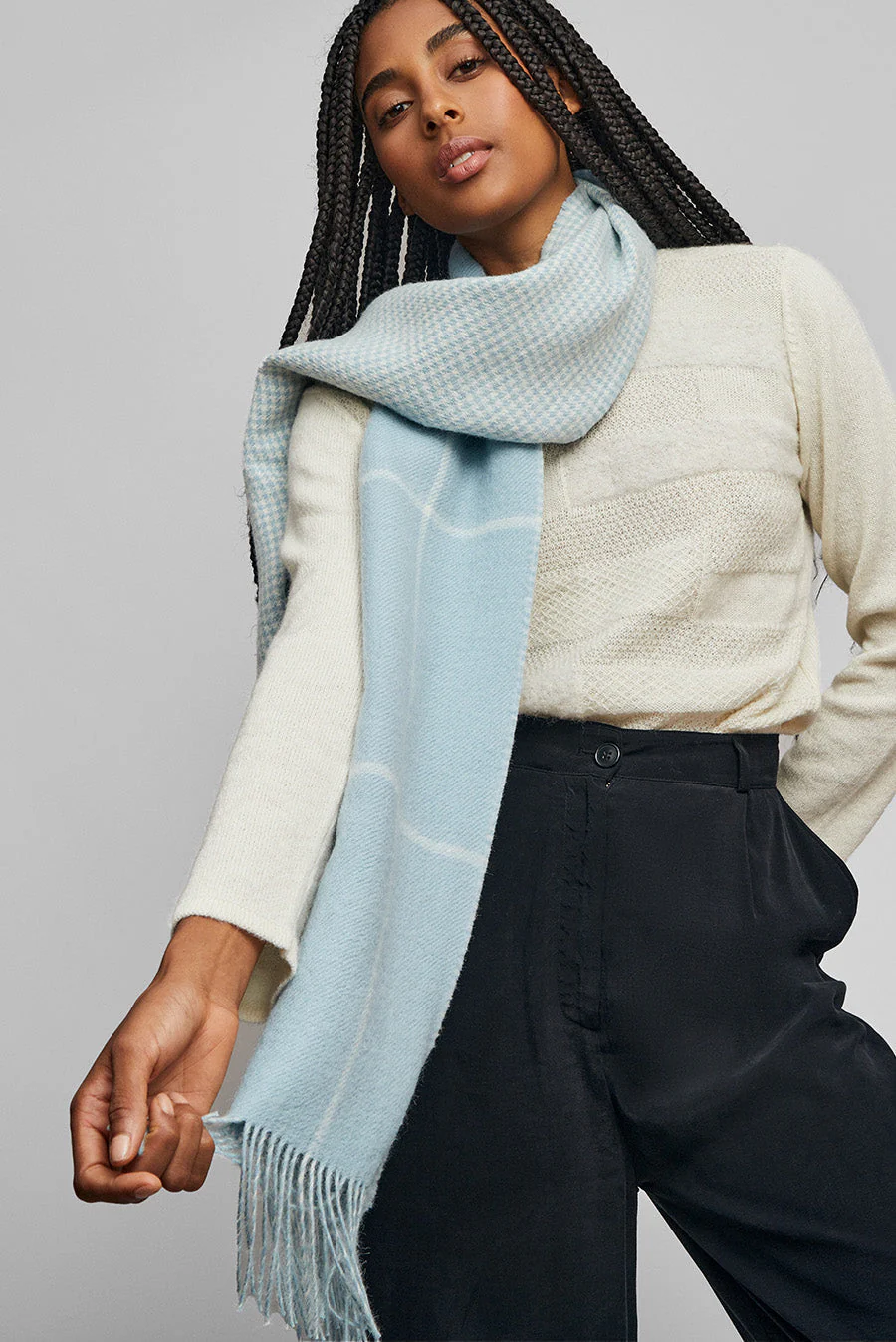 Was Scarf Baby Alpaca Color Baby Blue - Image 2