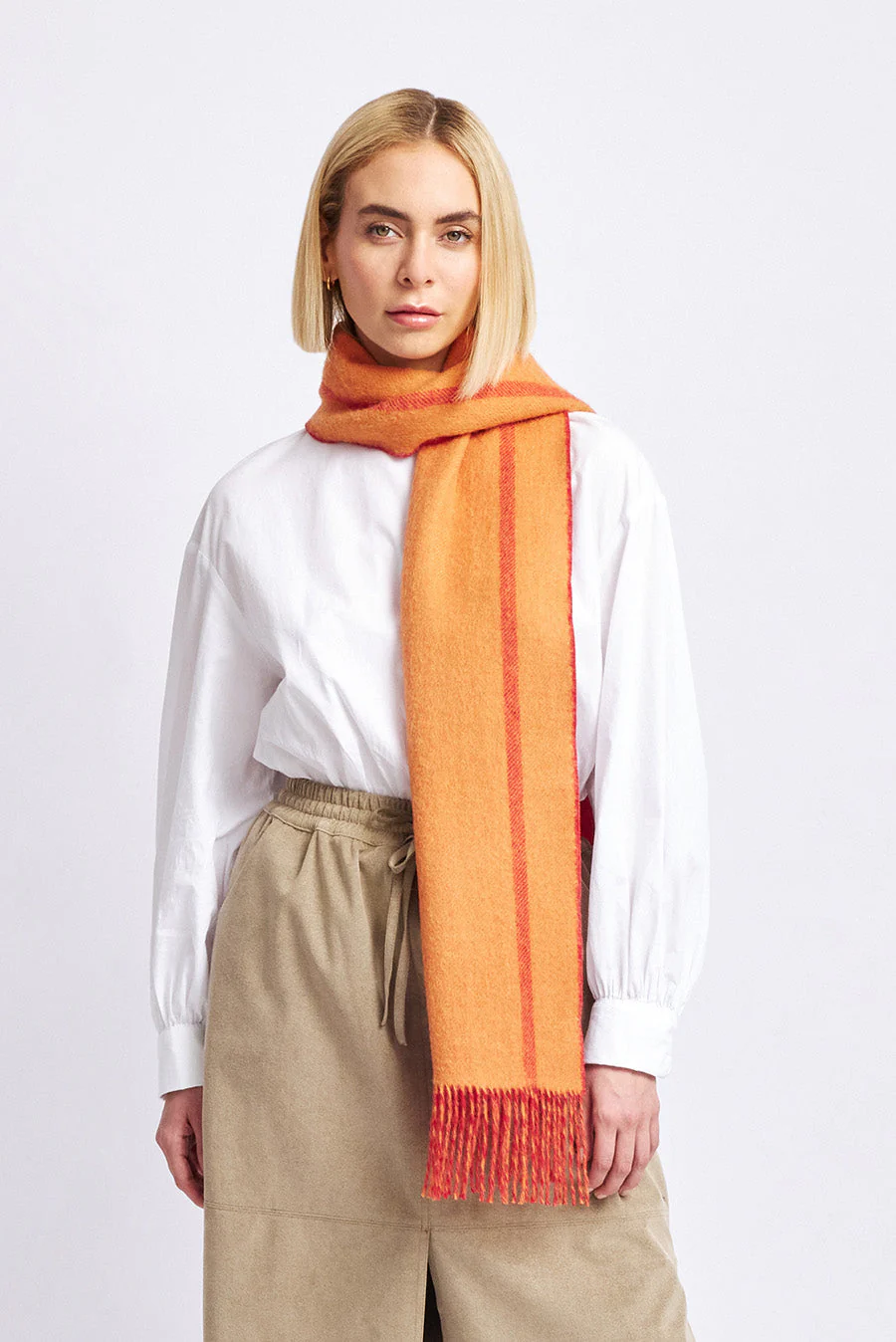 Weinstein Scarf Baby Alpaca Color Red & Melon - Image 11