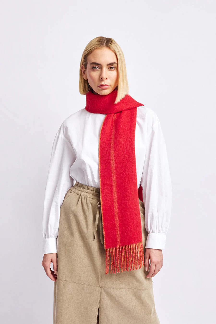 Weinstein Scarf Baby Alpaca Color Red & Melon - Image 5
