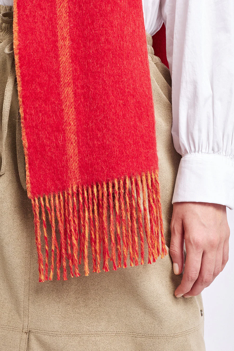 Weinstein Scarf Baby Alpaca Color Red & Melon - Image 6