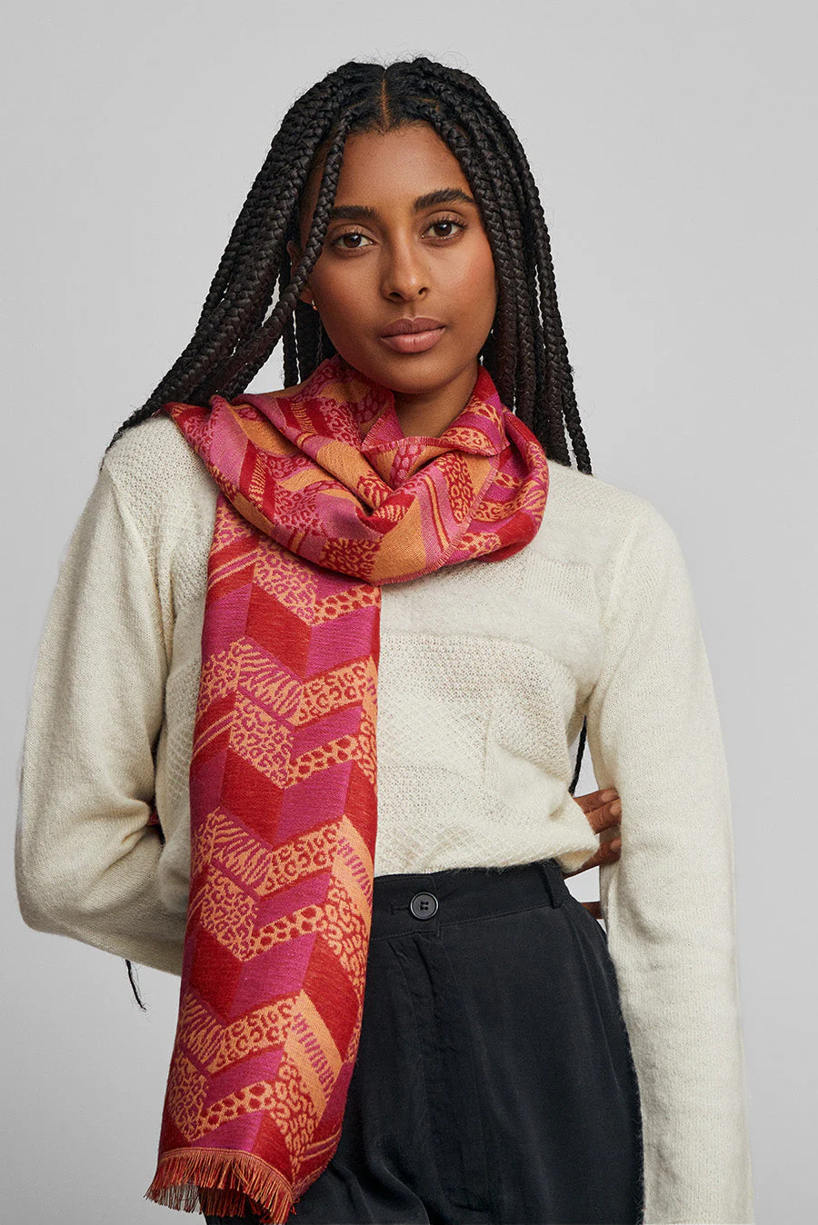 Wildlife Scarf Baby Alpaca Color Guinfa & Pink