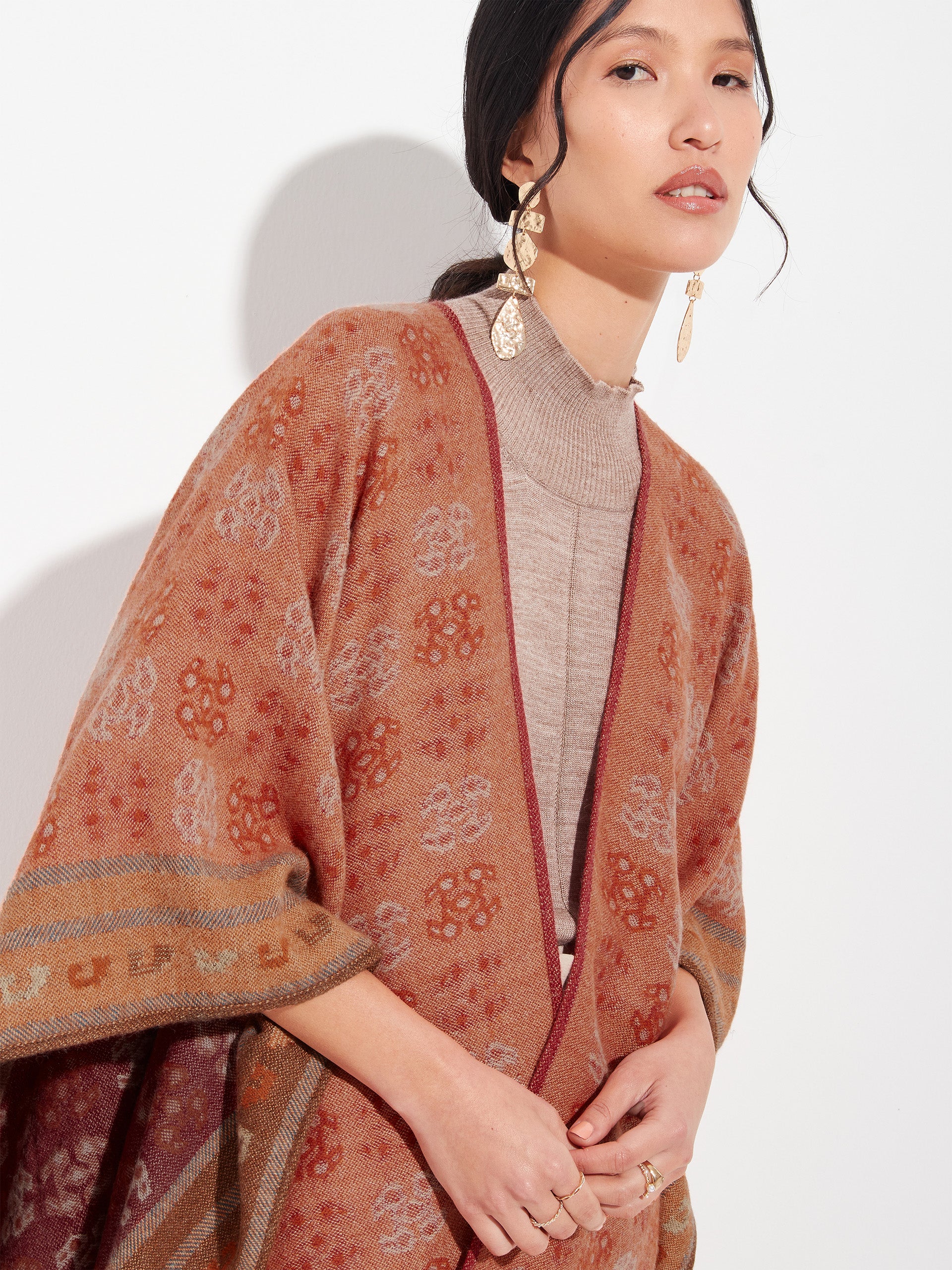 Chancay - 35 Poncho Baby Alpaca Color Orange - Image 2