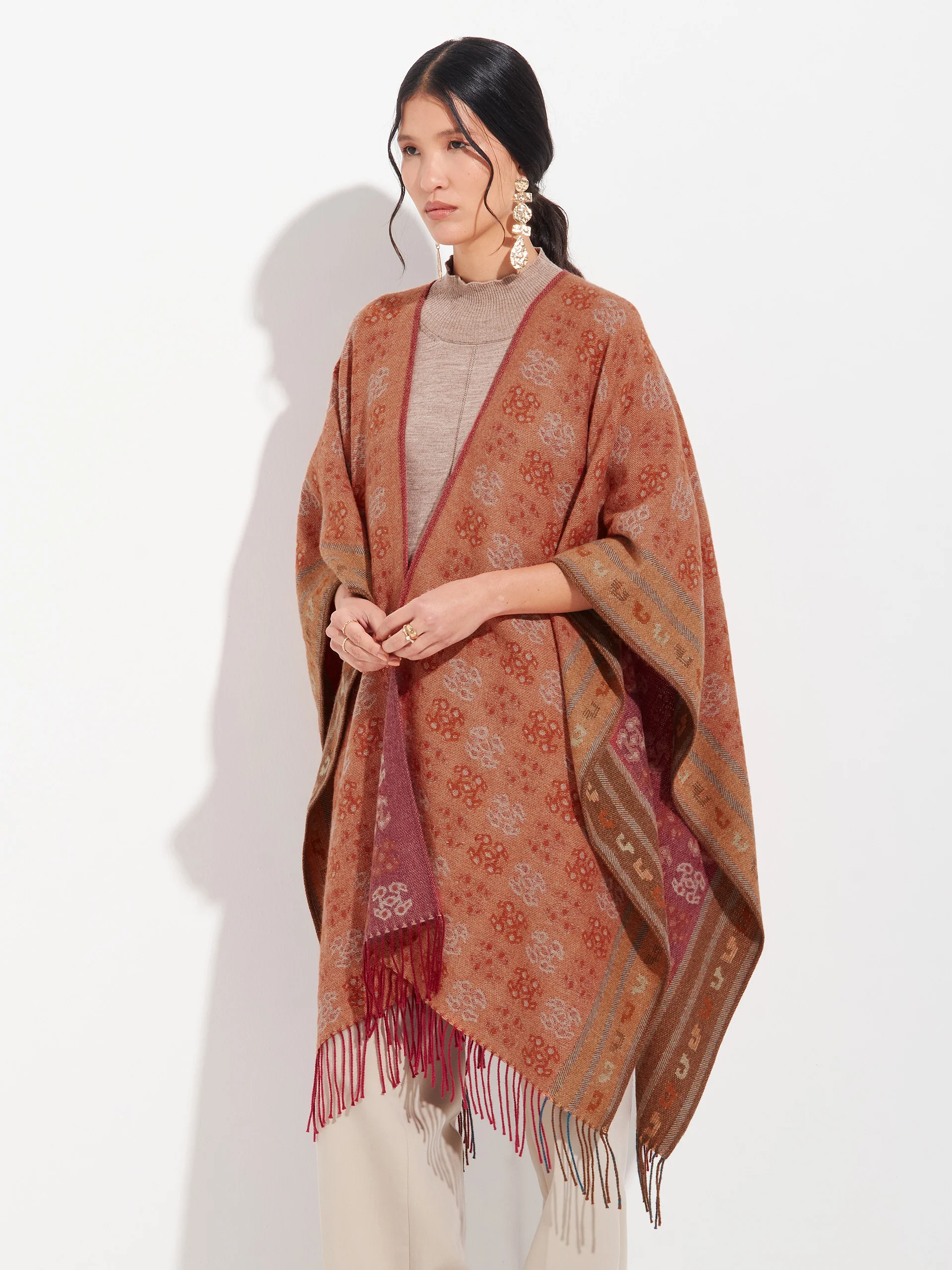 Chancay - 35 Poncho Baby Alpaca Color Orange - Image 8