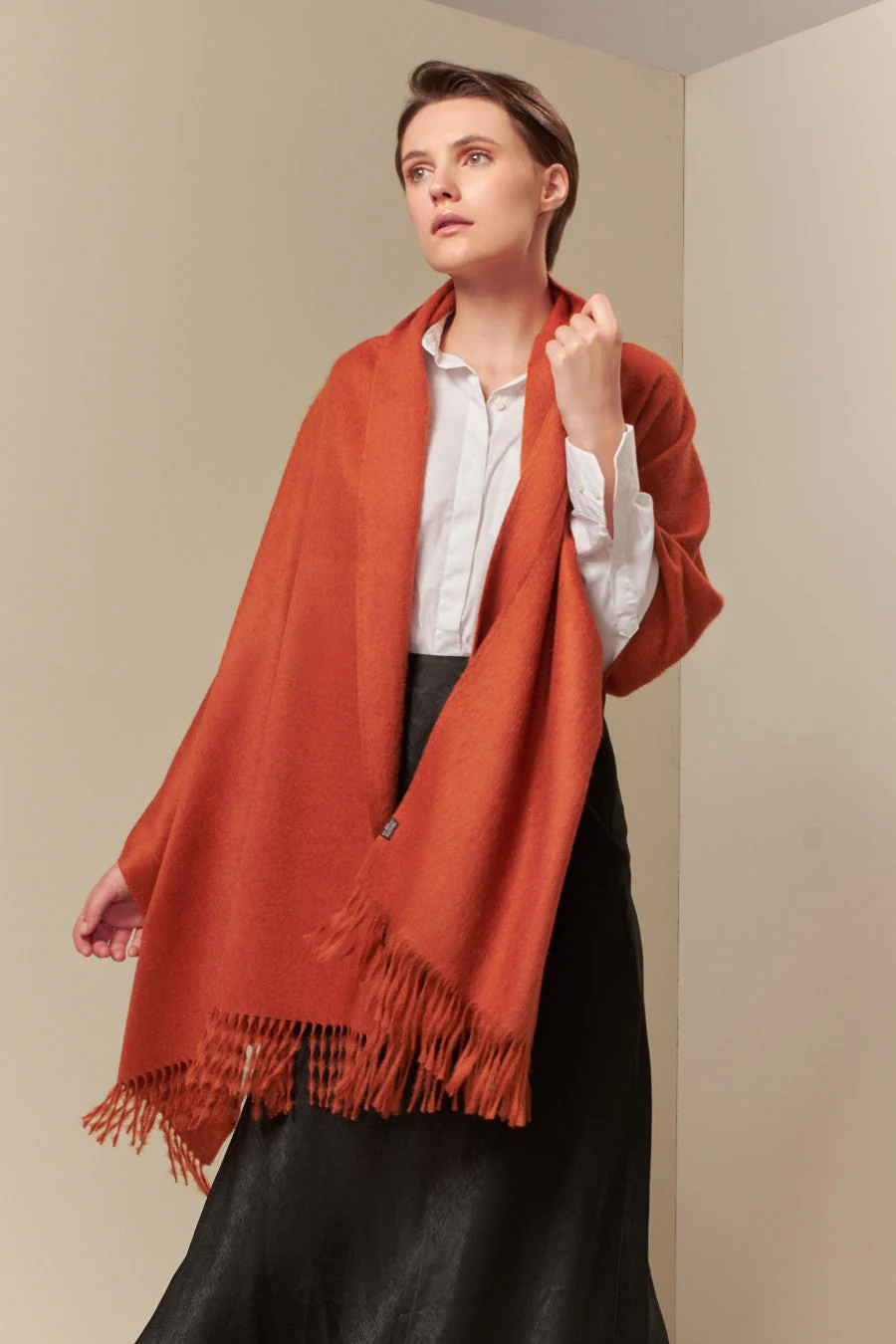 Bali Shawl Baby Alpaca Suri Color Naranja - Image 3