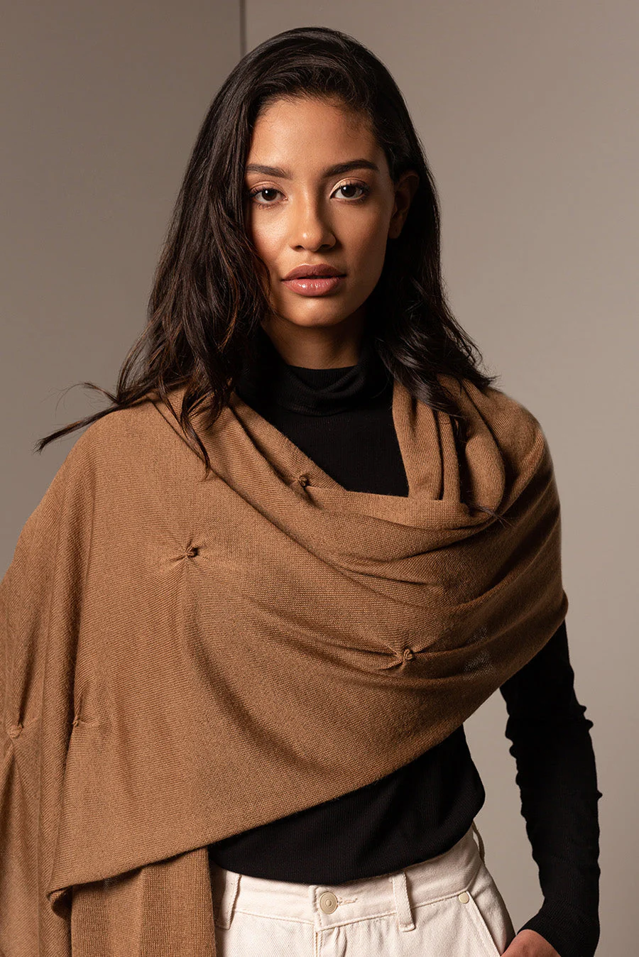 Blossom Shawl Alpaca 16 Color Camel - Image 3
