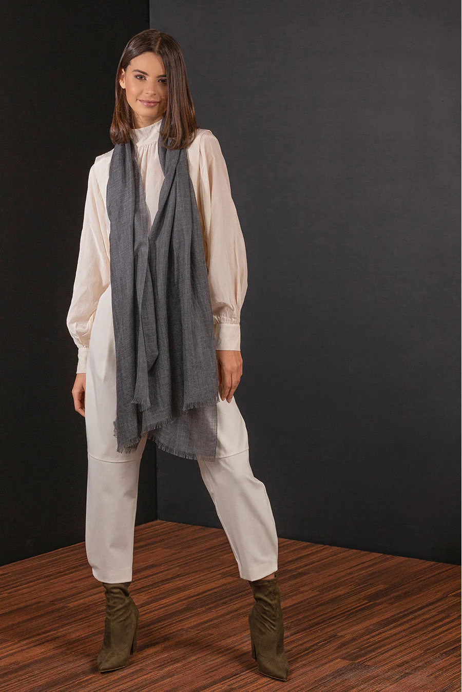 Borisette - Royal Alpaca & Silk Shawl Royal Alpaca & Silk Color Grey