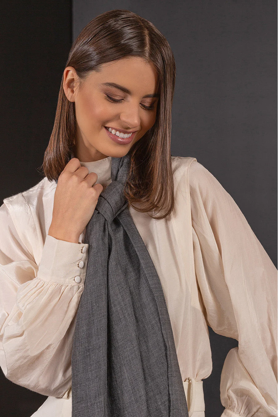 Borisette - Royal Alpaca & Silk Shawl Royal Alpaca & Silk Color Grey - Image 3