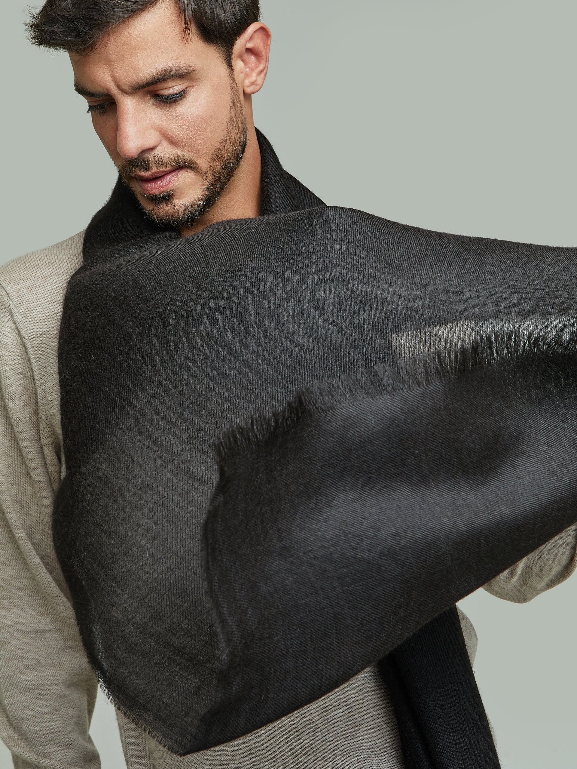 Breeze Shawl Baby Alpaca Black Color Black - Image 5