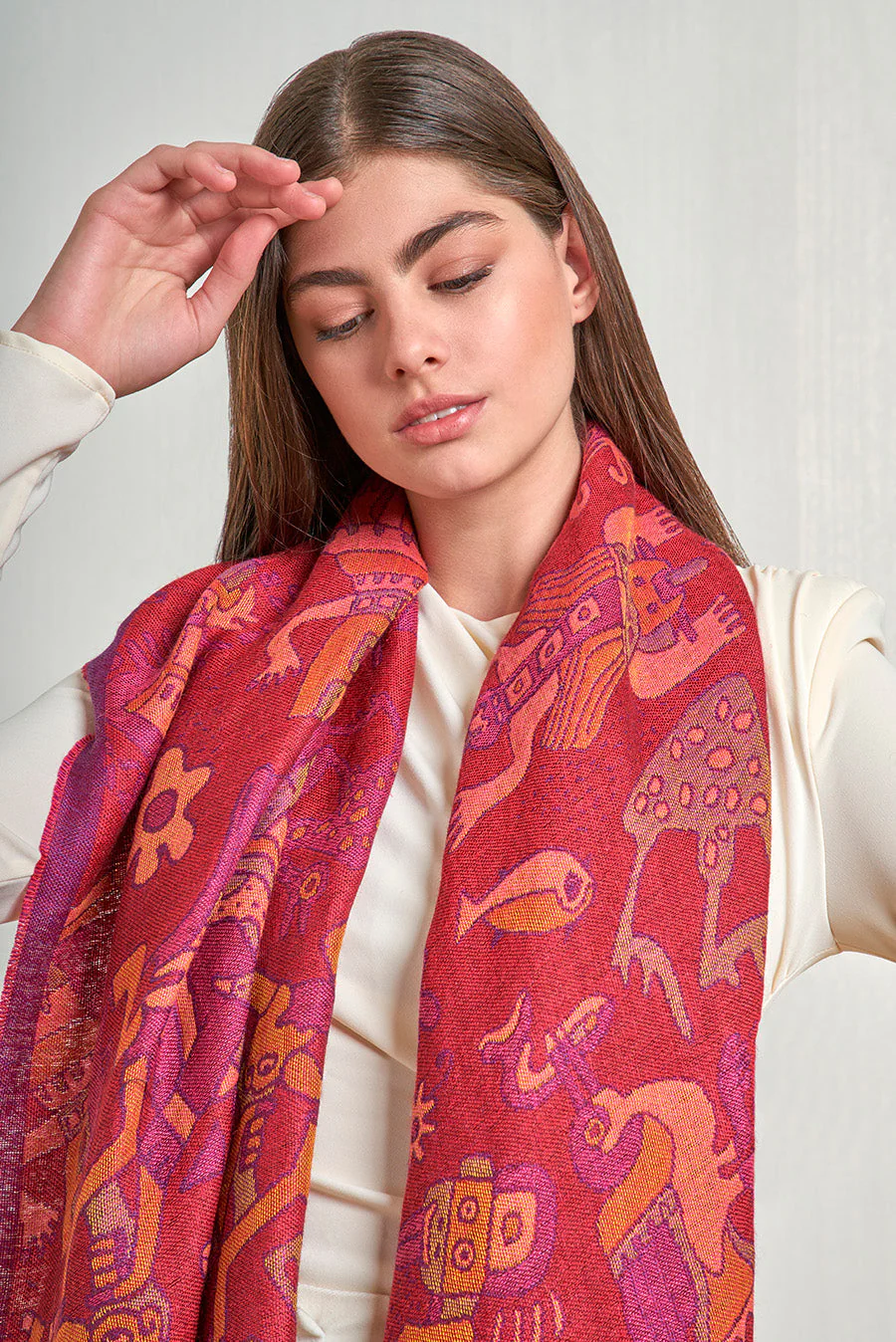 Nazca - 12 Shawl Baby Alpaca Color Red