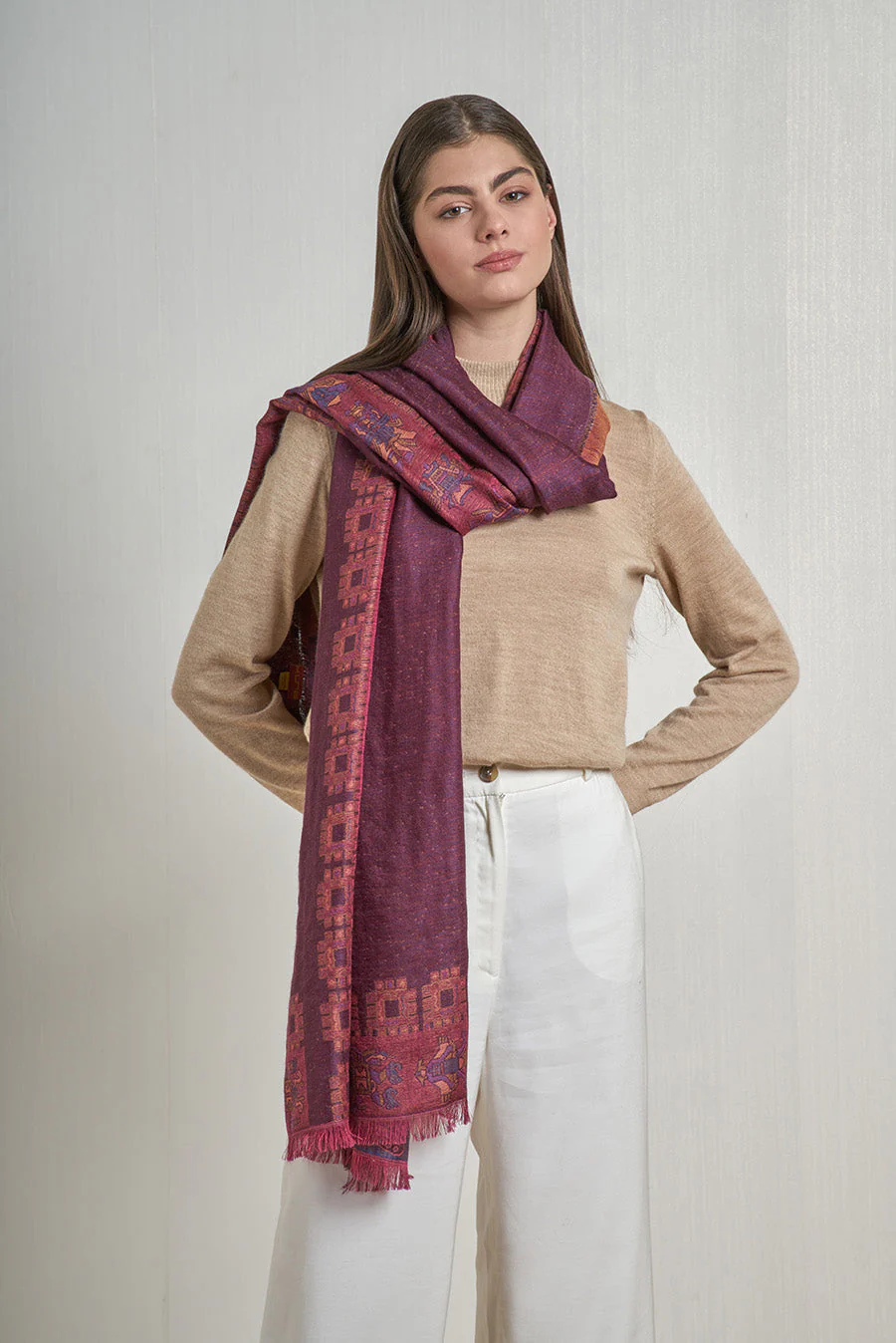 Nazca - 27 Shawl Royal Alpaca & Silk Color Guinda - Image 2