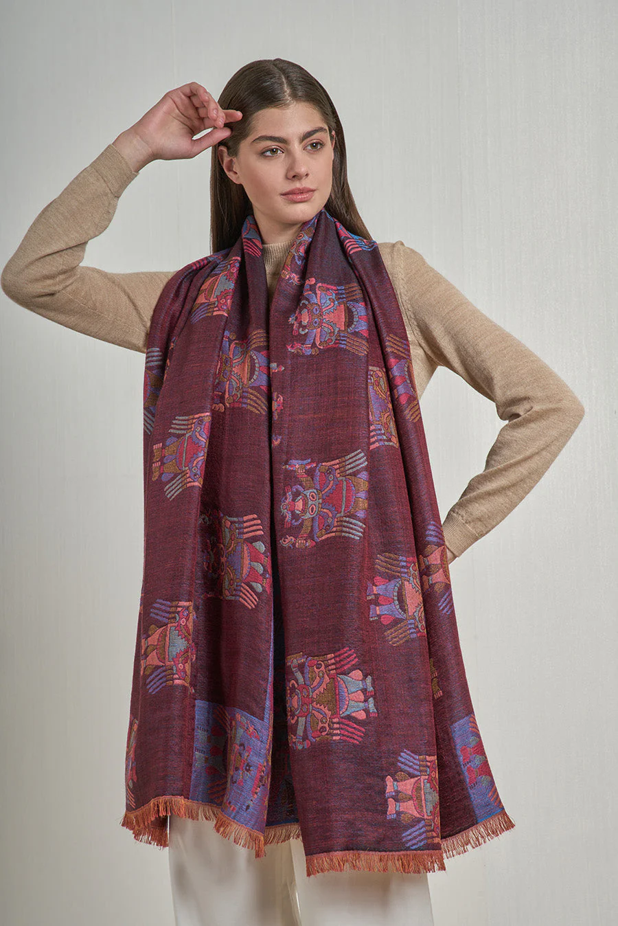 Nazca - 28 Shawl Royal Alpaca & Silk Color Guinda