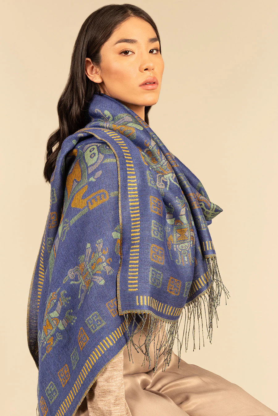 Nazca - 9 Shawl Baby Alpaca Color Blue - Image 2