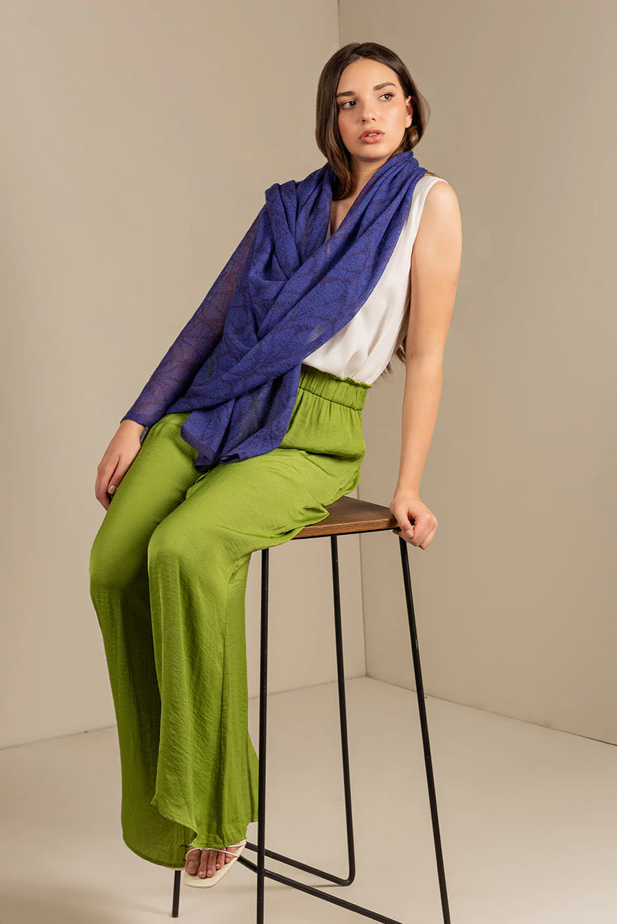 Ubaldo Shawl Baby Alpaca Color Blue