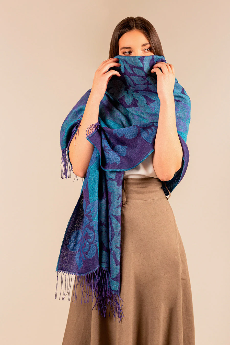 Ucampo Shawl Baby Alpaca Color Blue
