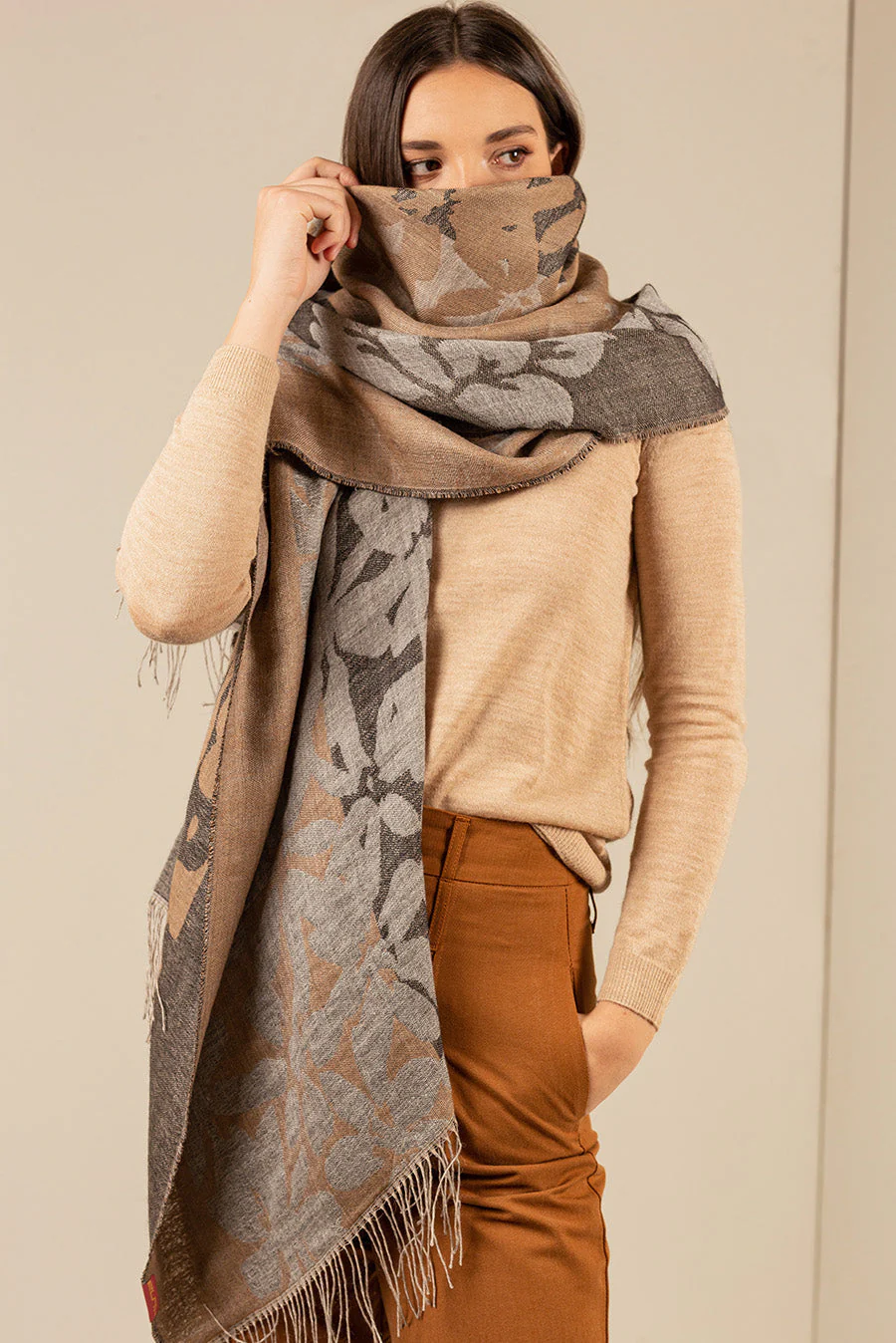 Ucampo Shawl Baby Alpaca Color Marrom
